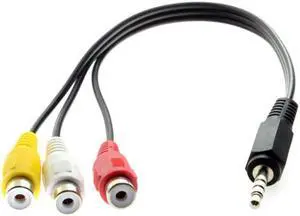 CA-011 3.5mm 1/8" Male Stereo Car AUX to 3 RCA AV Female Cord Audio Video Composite Cable 20cm CA-011 3.5mm 1/8" Male Stereo Car AUX to 3 RCA AV Female Cord Audio Video Composite Cable 20cm