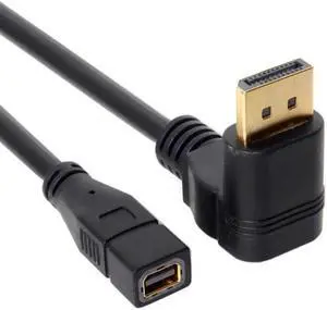 DP-048-DN Down Angled DP DisplayPort 90 Degree to Mini DP DisplayPort Female Cable for Displays Monitors