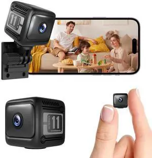 Mini Wireless Security Camera 1080P, Battery Powered Indoor Outdoor, PIR Motion Detection & 0 Lux Night Vision, Cloud/SD Storage, 4-User Live View, Wire-Free Home Security Camera