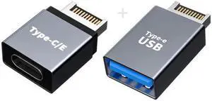 UC-010 2pcs USB 3.1 Front Panel Header Male Type-E to Type-AType-C USB-C Motherboard Extension Data Adapter