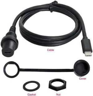 UC-043 Waterproof USB-C Type-C USB 3.1 Extension Flush Car Mount Extension Cable for Dashboard Panel