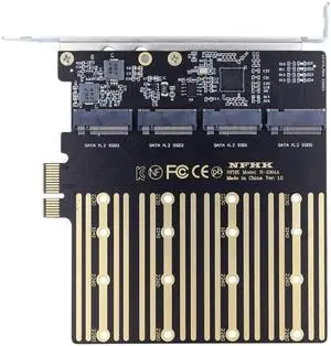 Four SATA NGFF Key B+M SSD to PCI-E 1x Mainboard Desktop Adapter Converter SSD Card ASM1064 2280