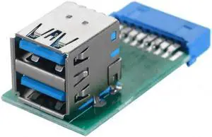 U3-080 Vertical Dual USB 3.0 A Type Female to Motherboard 20 Pin Box Header Slot Adapter PCBA U3-080 Vertical Dual USB 3.0 A Type Female to Motherboard 20 Pin Box Header Slot Adapter PCBA