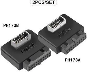 UC-032 2pcs USB 3.1 Front Panel Socket Key-A Type-E to USB 3.0 20Pin Header Male Extension Adapter for Motherboard