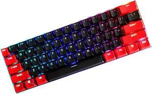 61 Keycaps 60 Percent, OEM Profile Gaming Keycaps Cherry MX RGB Backlit Keycap Set for 60 Percent Mechanical Keyboard Anne Pro 2/Poker/RK61/GK61/Ganss Alt61,Only keycaps (Black Red)
