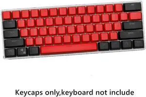 61 Keycaps 60 Percent, OEM Profile Gaming Keycaps Cherry MX RGB Backlit Keycap Set for 60 Percent Mechanical Keyboard Anne Pro 2/Poker/RK61/GK61/Ganss Alt61,Only keycaps (Black Red)