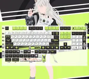 VTuber 2D anime high-tech mechanical-themed keyboard accessories fan-made keycaps White Peony of the Lion VTuber 2D anime high-tech mechanical-themed keyboard accessories fan-made keycaps White Peony of the Lion