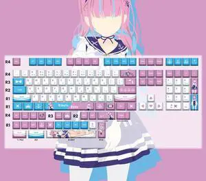 VTuber 2D anime high-tech mechanical-themed keyboard accessories fan-made keycaps Ko Akuya