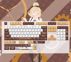 VTuber 2D anime high-tech mechanical-themed keyboard accessories fan-made keycaps William Amelia