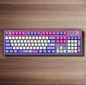 Anime 2D personalized customization Dly hot-pulled shaft PBT thermal transfer keycaps gamingmechanical keyboard Ancient stone jade pearl white background mechanical keyboard