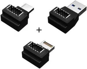UC-013 3pcs USB 3.1 Front Panel Header Female Type-E to Male Type-AType-C USB-C Motherboard Extension Data Angled Adapter