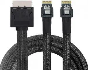 SF-052 OCuLink PCIe PCI-Express SFF-8611 8x 8-Lane to Dual SFF-8654 Slimline 4x SSD Data Active Cable 50cm