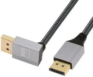 200cm Down Angled DisplayPort DP to DP Cable 4K 60hz Cable Silver Sleeve Ultra-HD UHD 90 Degree for Desktop Laptop Monitor Graphics Card 200cm Down Angled DisplayPort DP to DP Cable 4K 60hz Cable Silver Sleeve Ultra-HD UHD 90 Degree for Desktop Laptop Monitor Graphics Card