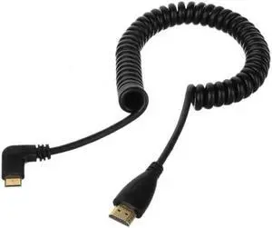 90 degree right angled Type Mini HDMI Male to HDMI Male stretch spring CABLE 4ft 90 degree right angled Type Mini HDMI Male to HDMI Male stretch spring CABLE 4ft