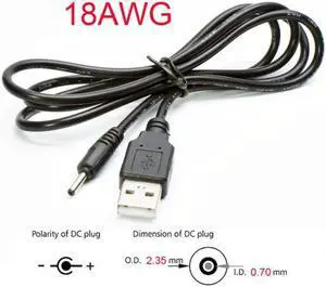 18AWG 0.75mm*2 USB 2.0 A Type Male to DC 2.50mm 2.35mm 0.7mm Power Plug 5V Cable 100cm 18AWG 0.75mm*2 USB 2.0 A Type Male to DC 2.50mm 2.35mm 0.7mm Power Plug 5V Cable 100cm