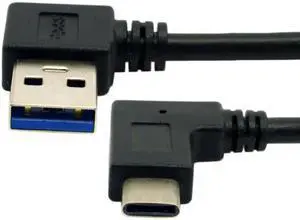 Reversible USB 3.1 USB-C Angled to 90 Degree Left Angled A Male Data Cable for Macbook & Tablet & Mobile Phone Reversible USB 3.1 USB-C Angled to 90 Degree Left Angled A Male Data Cable for Macbook & Tablet & Mobile Phone