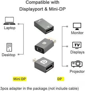 3pcs/set Mini DisplayPort 1.2 4K 60hz to DP Adapter Male Female Ultra-HD UHD for Video PC Laptop TV 3pcs/set Mini DisplayPort 1.2 4K 60hz to DP Adapter Male Female Ultra-HD UHD for Video PC Laptop TV