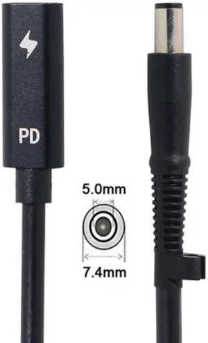 Type C USB-C Female Input to DC 7.4*5.0mm Power PD Charge Cable fit for Laptop 18-20V Type C USB-C Female Input to DC 7.4*5.0mm Power PD Charge Cable fit for Laptop 18-20V