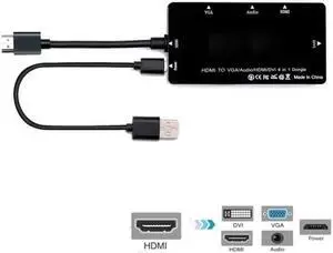 HDMI to VGA/Audio/HDMI/DVI 4in1 Dongle Adapter Multiport Splitter Converter For PS3 HDTV PC Monitor Projector
