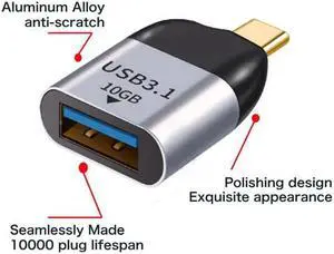 USB 3.1 Type C Male Host to USB3.0 Type A Female OTG Data 10Gbps Adapter for Laptop & Phone