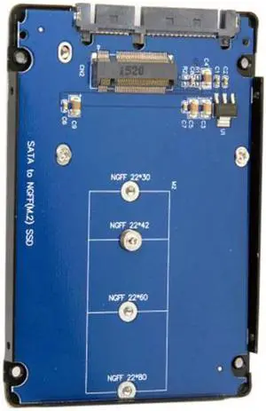 B+M Key Socket 2 M.2 NGFF (SATA) SSD to 2.5 SATA Adapter Card Adapter with Black Metal Case B+M Key Socket 2 M.2 NGFF (SATA) SSD to 2.5 SATA Adapter Card Adapter with Black Metal Case