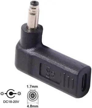 USB 3.1 Type C USB-C to DC 19V 4.8*1.7mm Adapter PD Emulator Trigger 90 Degree Angled for HP Laptop