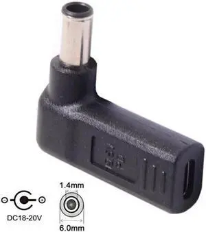 USB 3.1 Type C USB-C to DC 19V 6.0*1.4mm Adapter PD Emulator Trigger 90 Degree Angled