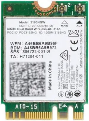 Dual Band 2.4G 5Ghz 433Mbps 3165AC NGFF 802.11AC WiFi 3165NGW M.2 WLAN Card +BT 4.0 Network Adapter Dual Band 2.4G 5Ghz 433Mbps 3165AC NGFF 802.11AC WiFi 3165NGW M.2 WLAN Card +BT 4.0 Network Adapter