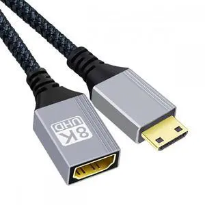 8K Type-C Mini HDMI 2.1 Male to HDMI Female Extension HDTV Cable for DV Camera Laptop Portable Monitor 8K Type-C Mini HDMI 2.1 Male to HDMI Female Extension HDTV Cable for DV Camera Laptop Portable Monitor