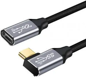 100CM Left & Right Angled USB-C USB 3.1 Type C Male to Female Extension Data Cable 10Gbps 100W with Sleeve for Laptop 100CM Left & Right Angled USB-C USB 3.1 Type C Male to Female Extension Data Cable 10Gbps 100W with Sleeve for Laptop