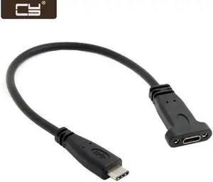 USB-C USB 3.1 Type C Male to Female Extension Data Cable with Panel Mount Screw Hole UC-041 USB-C USB 3.1 Type C Male to Female Extension Data Cable with Panel Mount Screw Hole UC-041