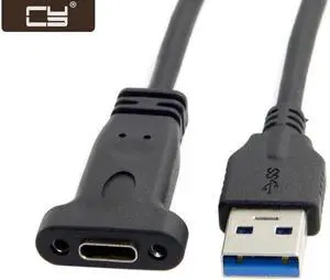 USB-C USB 3.1 Type C Female to USB 3.0 A Male Data Cable 20cm with Panel Mount Screw Hole UC-042 USB-C USB 3.1 Type C Female to USB 3.0 A Male Data Cable 20cm with Panel Mount Screw Hole UC-042