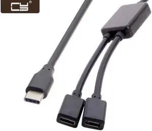 Type-C to Dual Ports USB-C Female Hub Cable For Laptop PC & Mouse & Flash Disk UC-127 Type-C to Dual Ports USB-C Female Hub Cable For Laptop PC & Mouse & Flash Disk UC-127