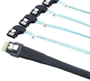 PCIE Slimline SAS 4.038P SFF-8654 4i to4 SATA 7P Motherboard Left Curved Cable PCIE Slimline SAS 4.038P SFF-8654 4i to4 SATA 7P Motherboard Left Curved Cable