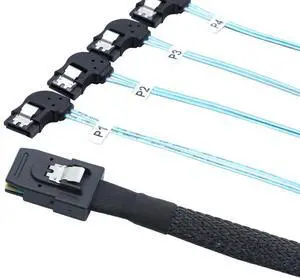 MINl SAS HD SFF-8087 to 4X SATA Left-Arc High-Speed Server Internal Connector Cable MINl SAS HD SFF-8087 to 4X SATA Left-Arc High-Speed Server Internal Connector Cable