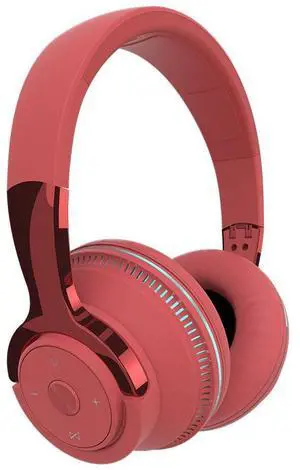 Wireless over-ear Bluetooth headphones with bass stereo sound card, colorful LED display, computer headset red Wireless over-ear Bluetooth headphones with bass stereo sound card, colorful LED display, computer headset red
