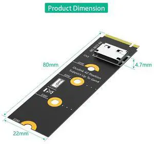 NVMe M.2 Key M to Oculink Adapter SFF-8611 / SFF-8612, PCIe x4 4.0 Converter Horizontal Long 2280 NVMe M.2 Key M to Oculink Adapter SFF-8611 / SFF-8612, PCIe x4 4.0 Converter Horizontal Long 2280