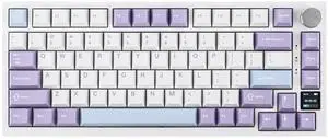 Ajazz AK820 Pro 75% Wireless Mechanical Keyboard with TFT Smart Display&Knob, Gasket-Mounted Gaming Keyboard, Bluetooth/2.4GHz/USB-C Wired (Purple, Gift Switch)
