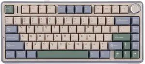 x Aula F75 Gasket Mechanical Keyboard, 75% Wireless Hot Swappable Gaming Keyboard with Five-Layer Padding&Knob, Bluetooth/2.4GHz/USB-C, RGB (Green, LEOBOG Reaper Switch)