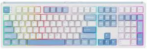 TH108 Full Size Mechanical Keyboard, Wireless Gaming Keyboard with 8000mAh Battery, Creamy Gasket, 108 Keys, Hot Swap, Custom Driver, RGB Backlight (Blue&White, Sea Salt Silent)