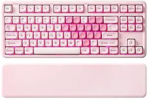 B87 Wireless Mechanical Keyboard,QMK/VIA Programmable,TKL Layout 87 Keys,BT/2.4G/USB-C,Hot Swap Gasket Mount RGB Backlit Gaming with Wrist Rest for Win/Mac (Pink, Milk V2) B87 Wireless Mechanical Keyboard,QMK/VIA Programmable,TKL Layout 87 Keys,BT/2.4G/USB-C,Hot Swap Gasket Mount RGB Backlit Gaming with Wrist Rest for Win/Mac (Pink, Milk V2)