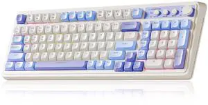 99 Key Keyboard, Tri-Mode Bluetooth/2.4GHz/USB-C Cute Creamy Gaming Keyboard with Number Pad RGB Backlit, Media Knob Custom Mechanical Feel Computer Keyboards for MAC Xbox PC Gamer - Purple