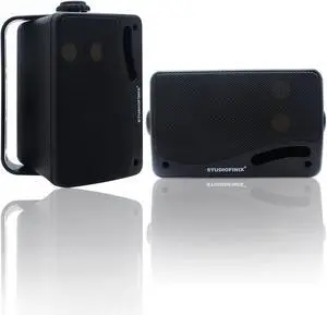 Passive Outdoor Speakers Wired Waterproof -3.5 Inch 3 Way 200W Surface Marine & Wall Mount Speakers, Ideal for Home, Boat, Poolside, Patio, Indoor Outdoor UseBlack