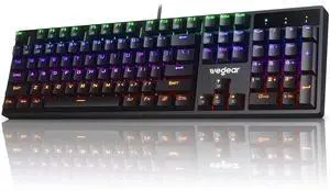 RGB Mechanical Gaming Keyboard Blue Switch, 104 Keys Full-Size Light Up Key-Board with 11 Backlit Modes, Anti-Ghosting, Double-Shot ABS Keycaps, USB Wired Computer Key Board for Windows PC Gamer