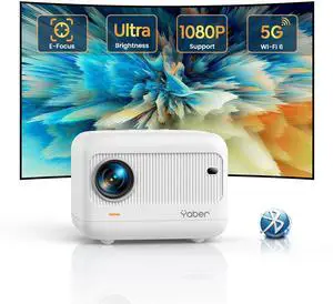 Mini Projector with 5G WiFi and Bluetooth 5.2, 1080P Outdoor Projector Support ±40° Keystone Correction,Portable Projector for Phone/ TV Stick/Laptop/PS5
