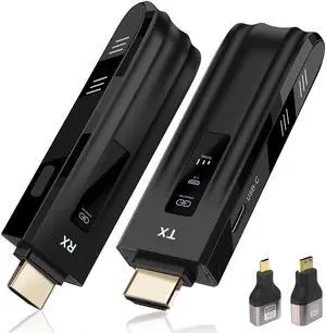 Wireless HDMI Transmitter and Receiver,2025 Upgraded LED Display,4K Decode & 1080P Output,Plug and Play Portable 2.4G/5G Wireless HDMI Extender,Compatible with PC/Laptop/Camera/HDTV/Projector/TV Box