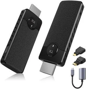 Wireless HDMI Transmitter and Receiver for Streaming Kit, Built-in Antenna Low-Latency Transmission of 1080P HD Video Streams, 2.4/5.8GHz Dual-Band, Auto Pairing for PC/Laptop/TV/Monitor/Projector