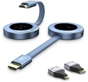 Wireless HDMI Transmitter and Receiver, HD Extender Plug & Play Portable 2.4G/5G with LED Screen Wireless HDMI Kit for Streaming Video and Audio to Monitor from Laptop/PC/TV Box/Projector