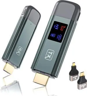 Wireless HDMI Transmitter and Receiver, Wireless HDMI Extender 4K Supported, Metal Housing, LED Display, 100FT Range, 2.4G&5G, for PC/Laptop/Camera/HDTV/Projector/TV Box