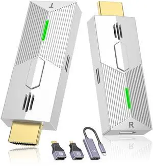 Wireless HDMI Transmitter and Receiver 328Ft/100M, 4K Decode 1080P@60Hz Plug & Play HDMI Wireless Adapter, Portable Dual Band 2.4G/5G for Office Meetings, Home Theater, Outdoor Use